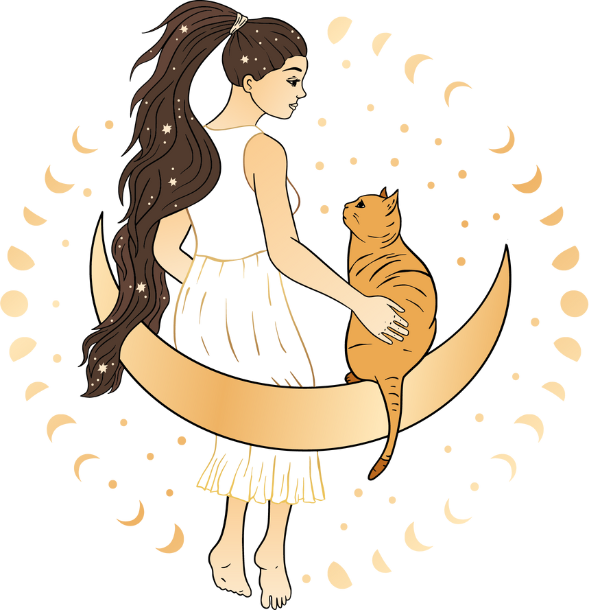 Woman Moon Cat